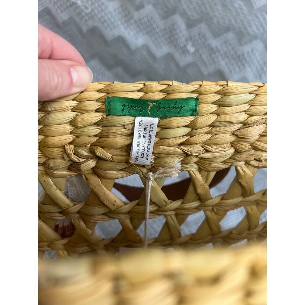 Gyal Bashy Kingston Hand Woven Rattan Tote, Genuine Leather Handles, OS, NWT! - Picture 10 of 13